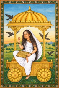 Goddess Dhumavati, the seventh Mahavidya, in traditional Hindu depiction