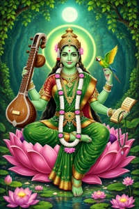 Goddess Matangi, the ninth Mahavidya, depicted with a veena